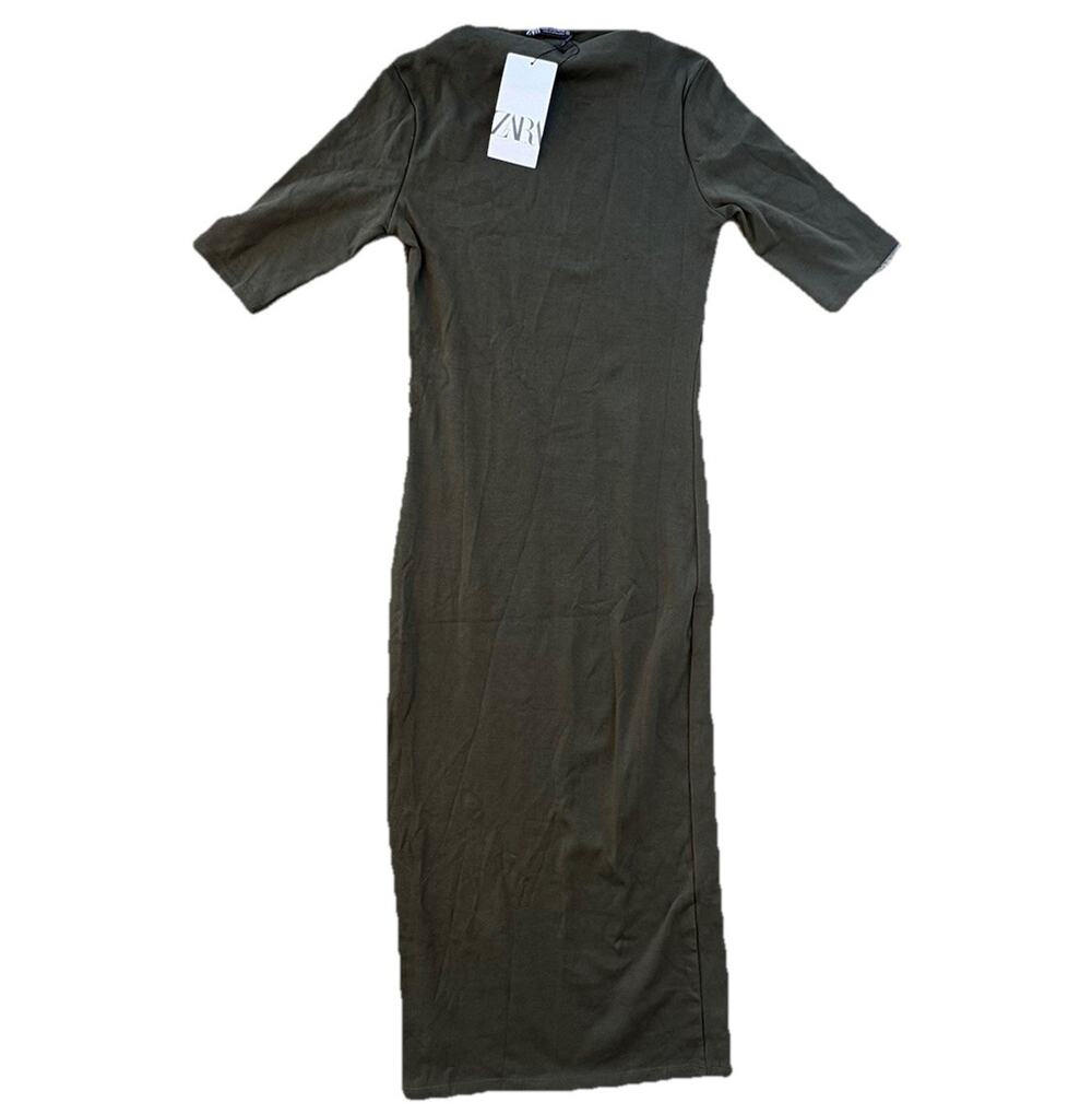 Zara Green Bodycon Size Medium Emerald Green Fitted Mid Sleeve